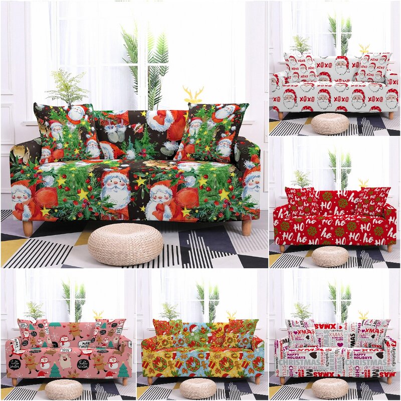 3D Printed Merry Christmas Sofa Cover Slipcover Furniture Protector Elastic Sofa Covers For Living Room Stretch Couch Cover