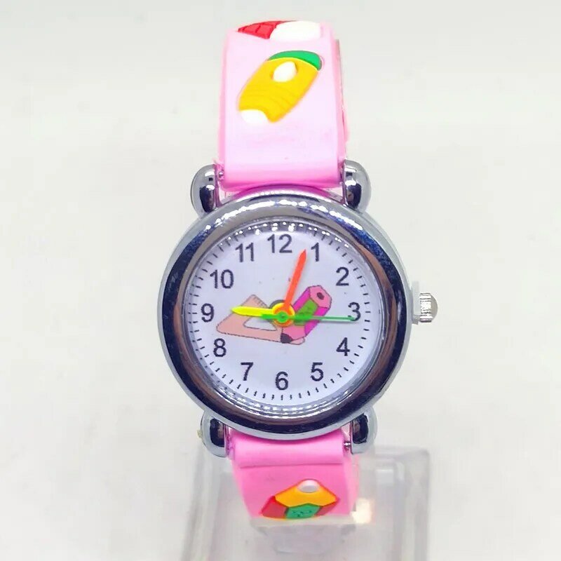 Reloj de pulsera de cuarzo deportivo para niños y niñas, regalo de aprendizaje para estudiantes, regla, Bolsa Escolar, patrón