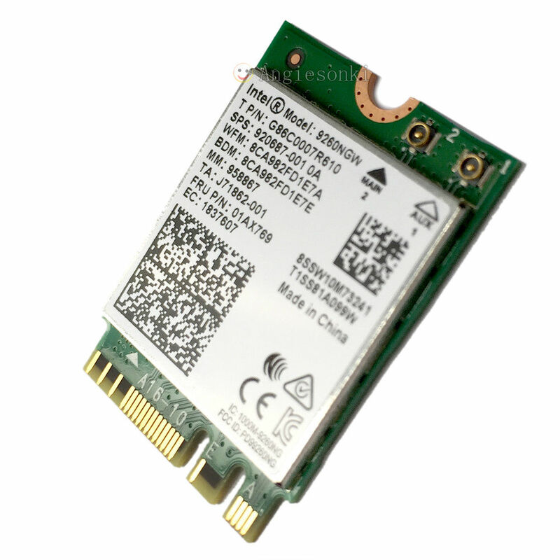 بطاقة Intel اللاسلكية AC 9260NGW ، نطاق مزدوج ، 802.11ac 1.73 جيجابت في الثانية ، WiFi ، Bluetooth 5.0 ، 2.4 جيجاهرتز/5 جيجاهرتز