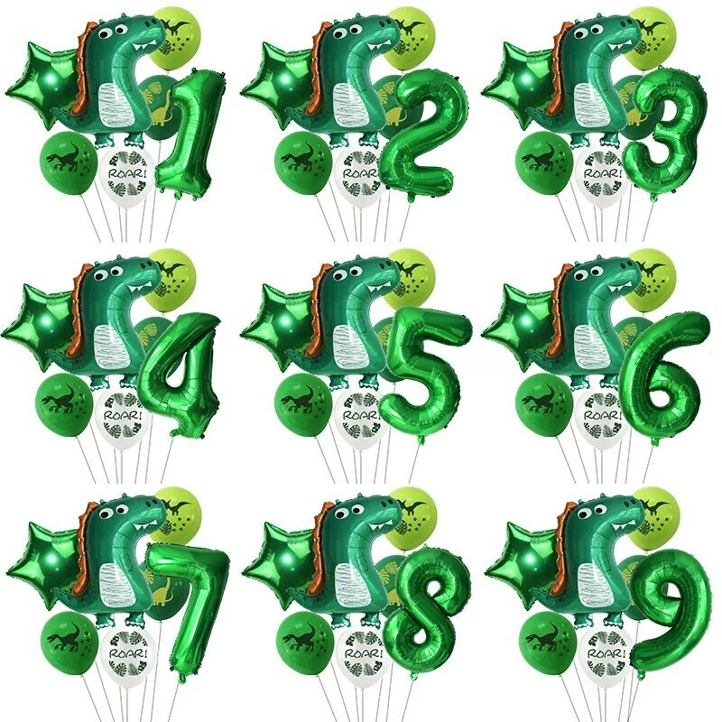 7 шт./компл. воздушный шар с динозавром 32 дюйма номер Дракон шар зеленый золотой динозавр Globos Baby Shower украшение для дня рождения