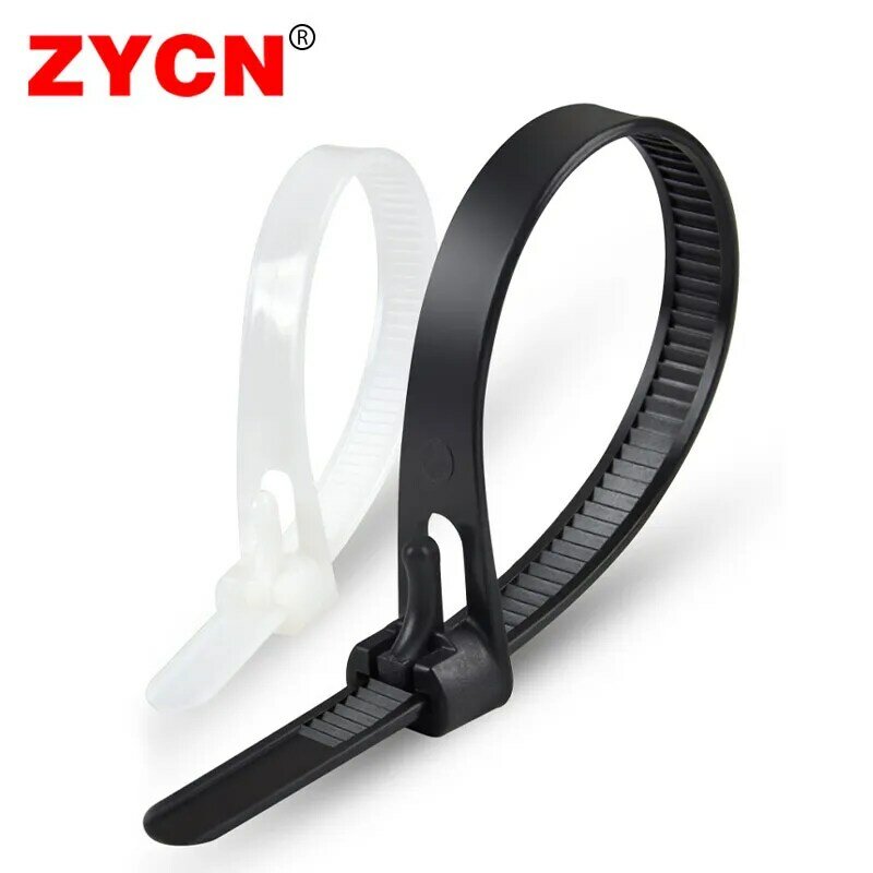 20Pcs Plastic Herbruikbare Cable Zip Ties 8*200/250/300/450 Losmaakbare Nylon Kan Losse Slipknot 8/10 inch Recycle Afneembare Bundel
