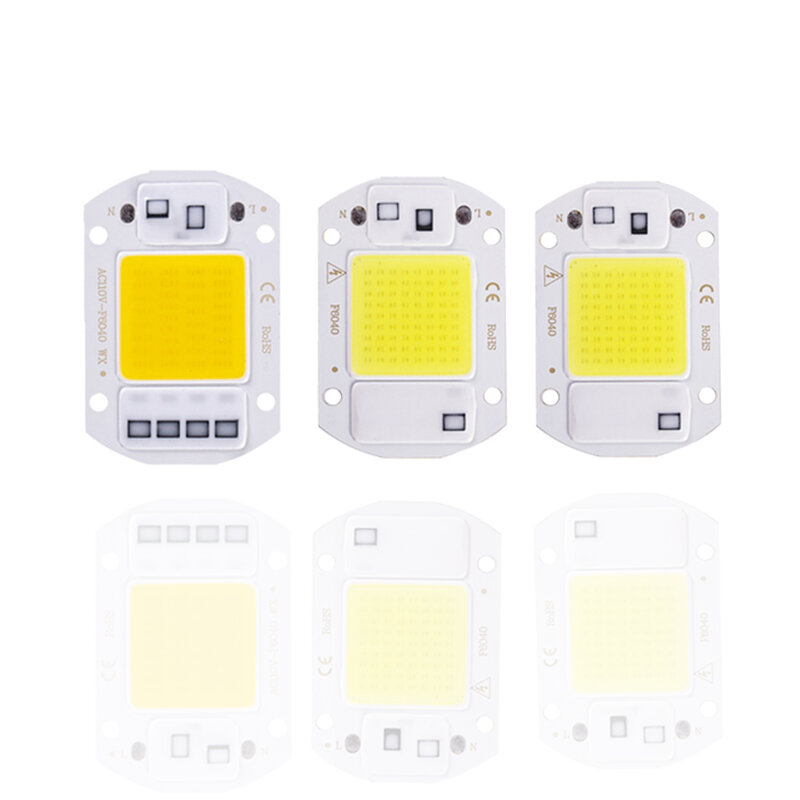 Chip LED de 20W, 30W, 50W, CA de 220V, lámpara COB inteligente, cuentas LED sin controlador, lámpara de bricolaje para exteriores, reflector de luz