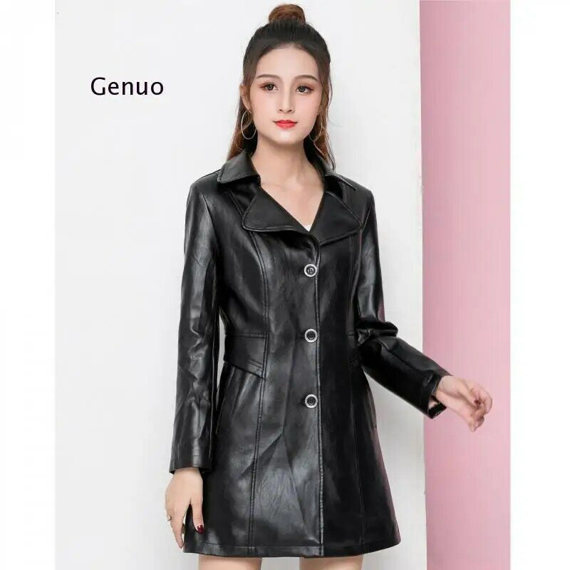 Women Faux Leather Jackets Fashion Long Sleeve Loose  Pu Leather Coat 2021 Winter New Women Leather Outerwear