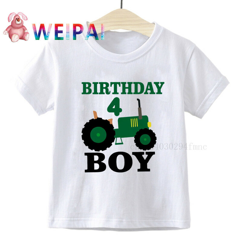Boys Cool Car 1-9 Birthday Number Print T Shirt Children Birthday Boy T-shirts Boy&Girl Funny Gift Tshirt Present Family Outfit