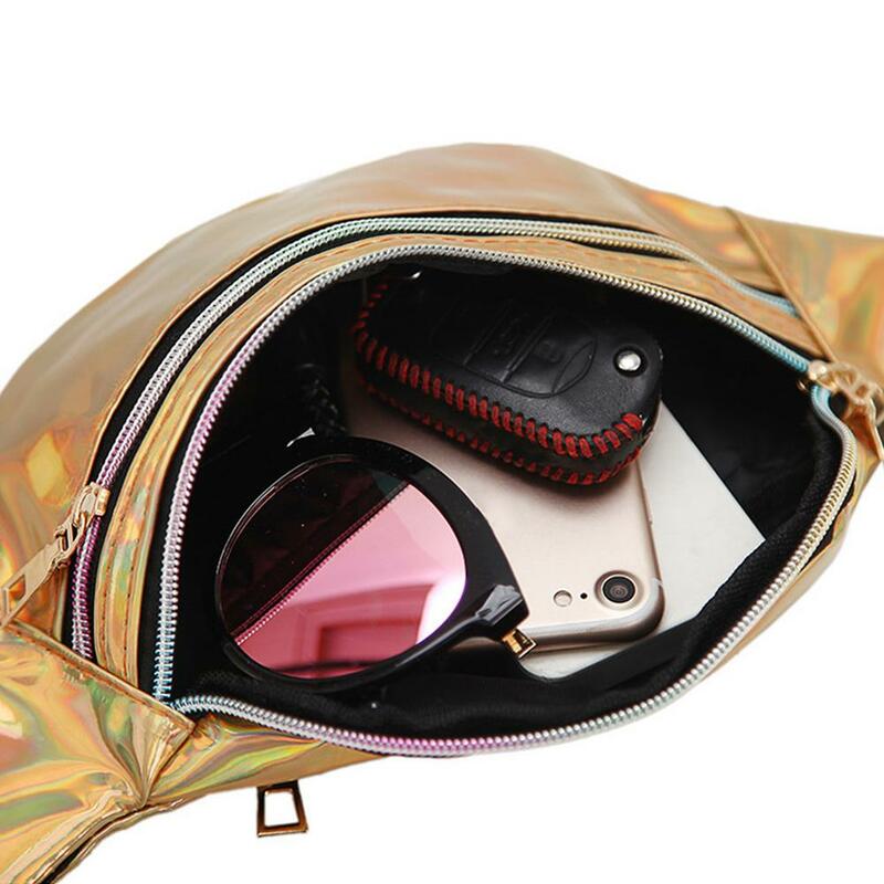 Holographic Waist Packs Laser Bag Shoulder Travel Bag Hologram Fanny Pack Slim Shiny Neon PU Bum Bag Laser Phone Pouch 2021