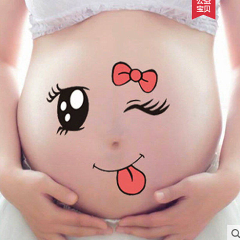 9 pcs/lot Pregnant Women Therapy Cute Maternity Photo Props Pregnancy Photographs Belly Painting Photo Stickers
