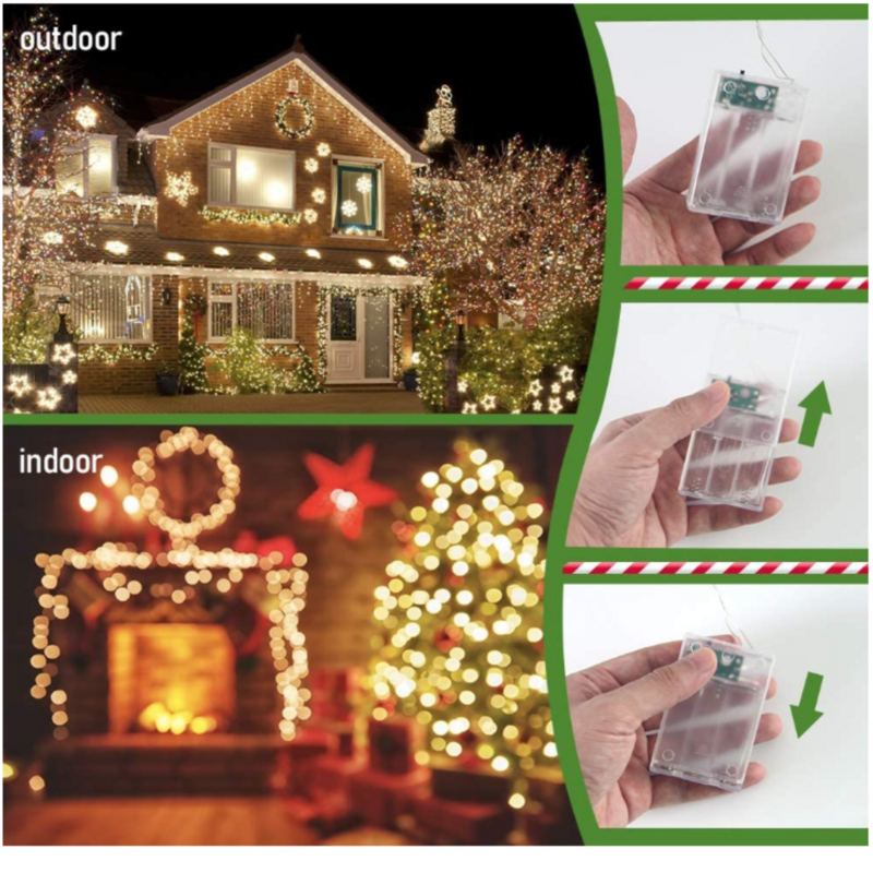 Luci a LED natalizie 16.5ft 40 luci a stringa di fiocchi di neve a LED decorazioni natalizie 2022 strisce luminose luci fatate a batteria