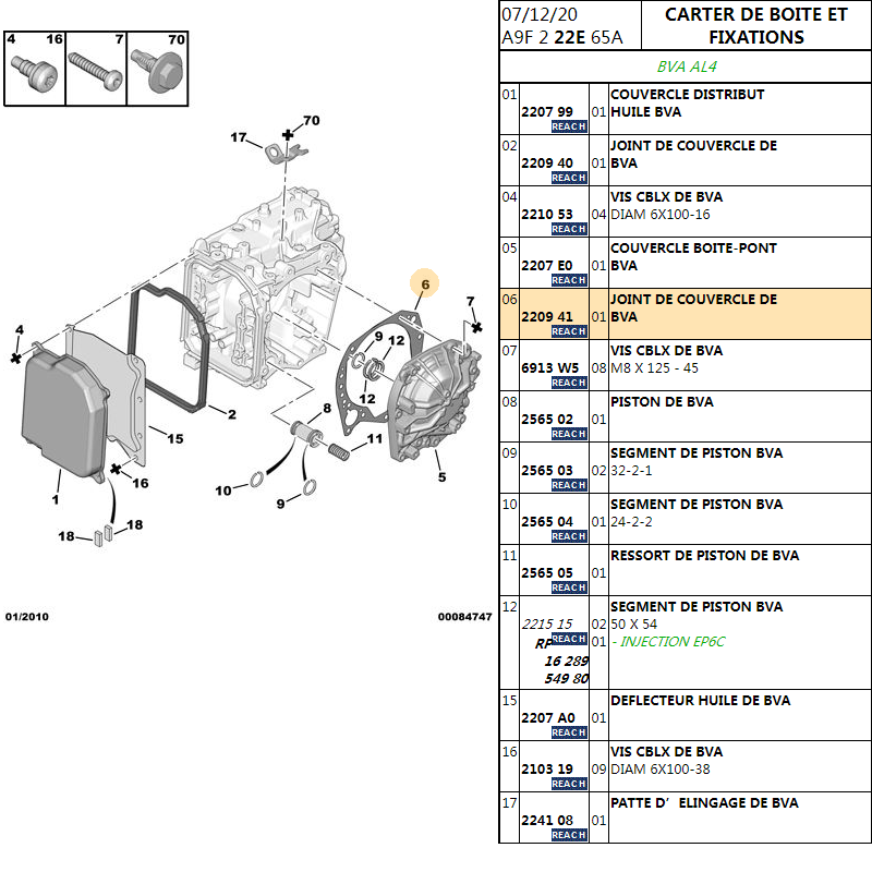 Gasket Casing Belakang AL4 / DPO Otomatis Asli Baru 220941 untuk Peugeot dan Citroen Fiat Aksesori Penyegelan Otomotif