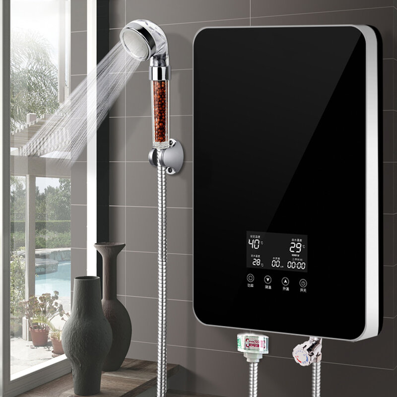 Calentador de agua eléctrico instantáneo pequeño para el hogar, arranque a baja presión de agua, calor instantáneo y antifugas