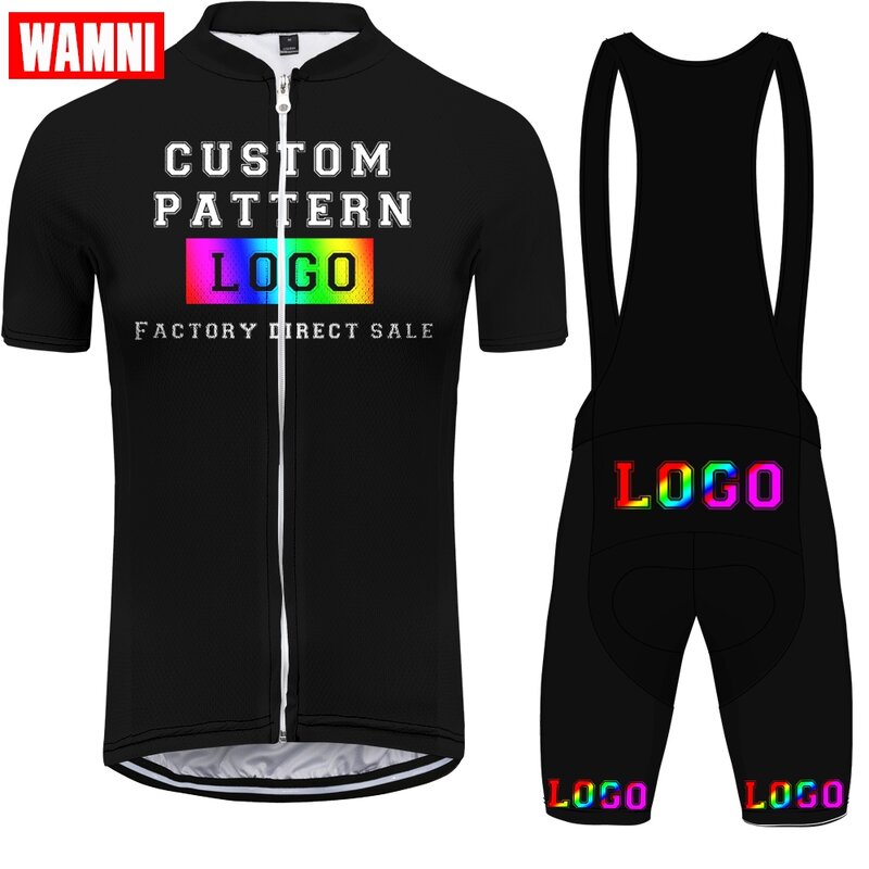 Wamni conjunto de camisa personalizado para ciclismo, shorts curto personalizado, acessórios para bicicleta de montanha e ciclismo