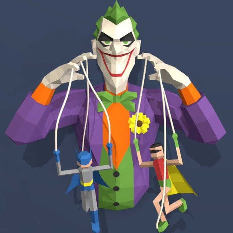3D бумажная модель Joker для рукоделия, бумажная скульптура, низкая поли, ручная работа, ручная работа, надпись на бумаге, фоновое украшение для стен