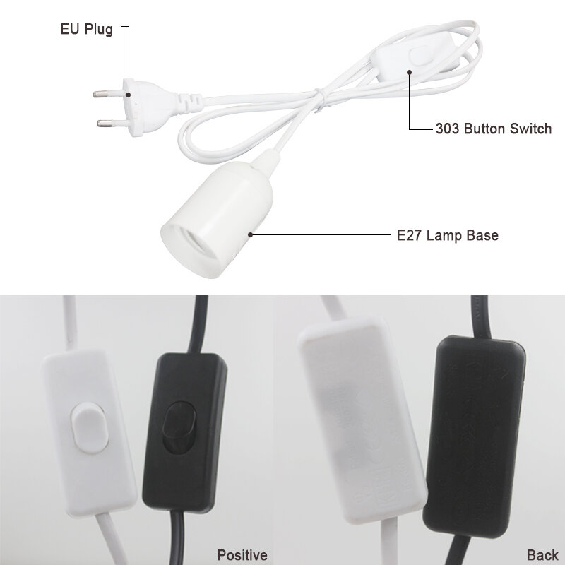 EU US 플러그 1.8m 전원 코드 케이블 E27 램프 베이스 홀더, 스위치 와이어 포함, 펜던트 LED 전구 고정 장치, 행램프 서스펜션 소켓