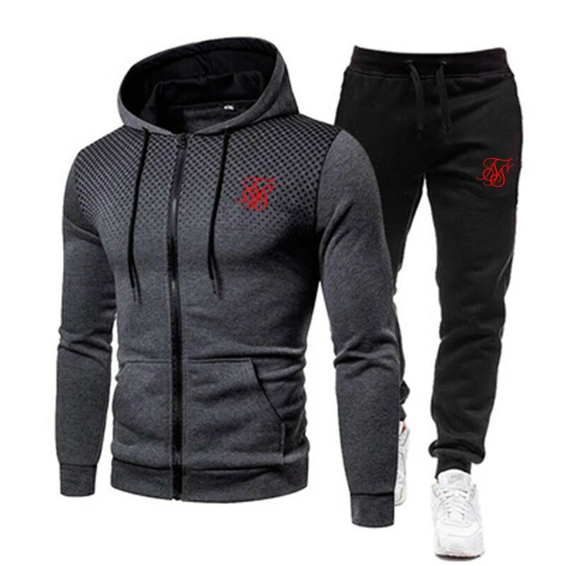 Hoodie masculino terno moda sik seda marca imprimir outono casual hoodie + calças masculino terno esportes dois peça conjuntos de roupas esportivas