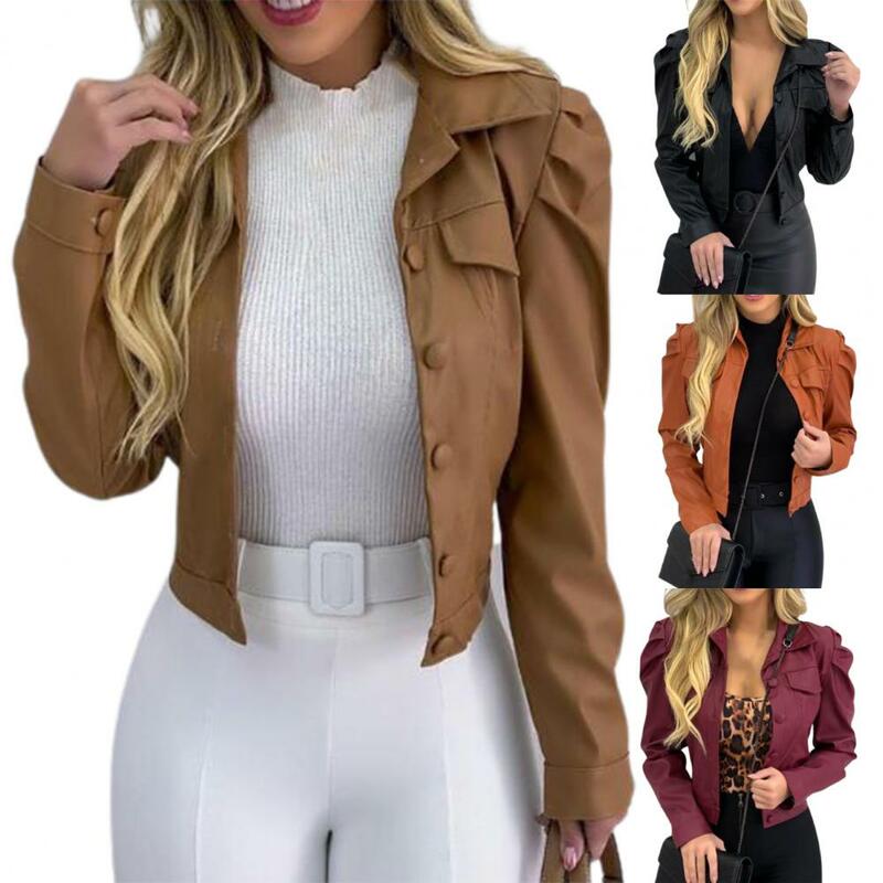 Women Coat Women Jacket Fashionable Comfortable to Wear Excellent Slim Lady Faux Leather Cardigan Coat Winter Outerwear