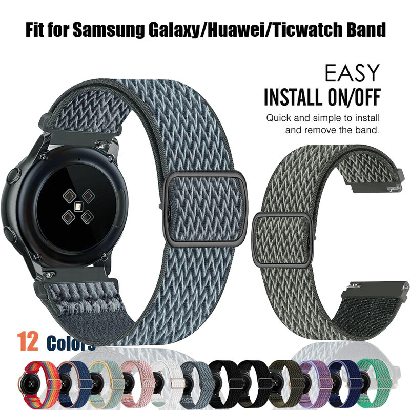 Adjustable Nylon Band for Samsung Galaxy Watch 4 classic Active 2 46mm 42mm amazfit bip 20mm 22mm Huawei watch GT TicWatch strap