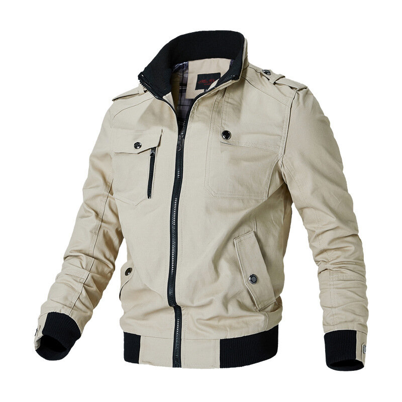 Jaqueta bomber blusão casual masculina, casaco na moda, novo outwear quente, stand fino, militar, primavera, outono, 2023