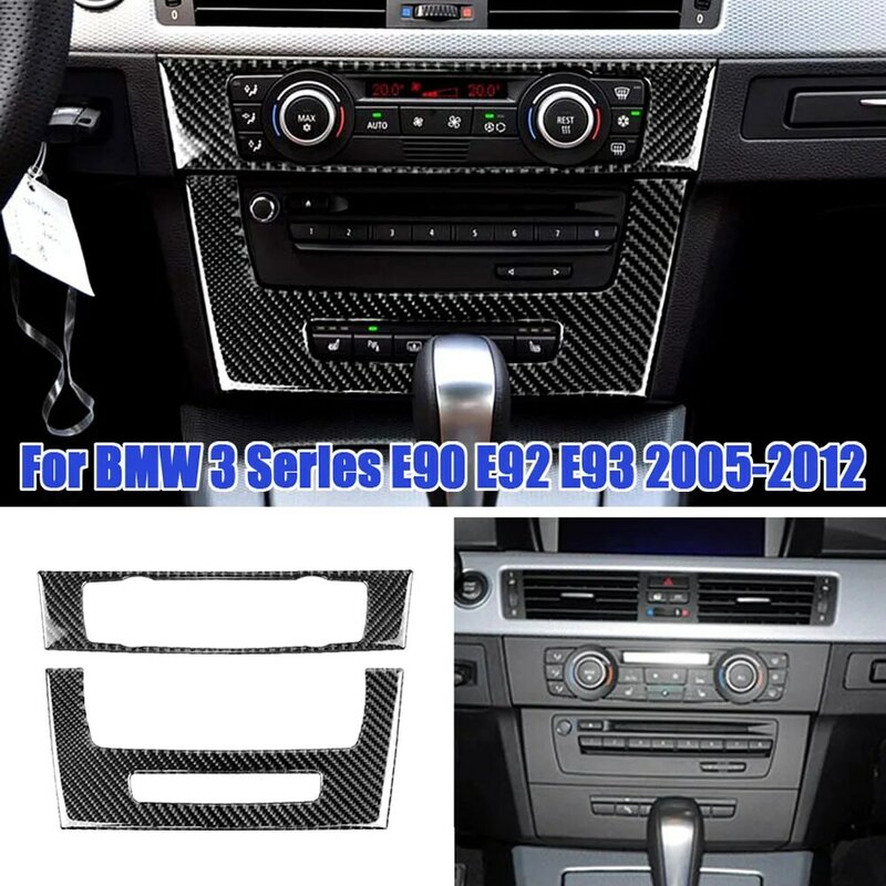 Panel de Control de CD para aire acondicionado de coche, decoración de fibra de carbono para BMW Serie 3, E90, E92, E93, 2005-2012, accesorios interiores
