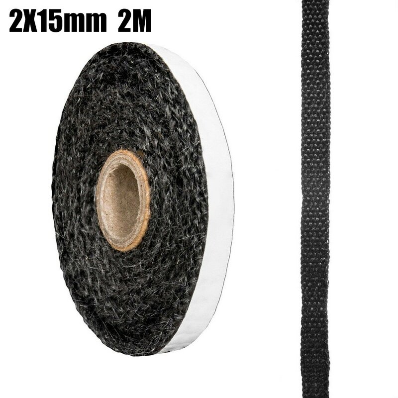 Corde de poêle plate noire, ruban de scellage en verre, haute température, bande de scellage 10/12mm de large 2mm