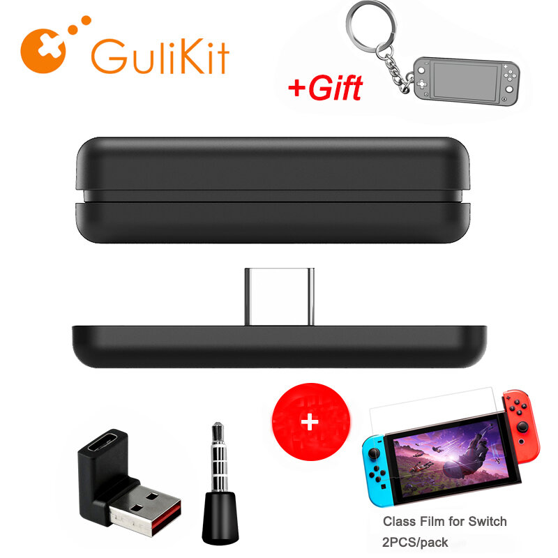 GuliKit-receptor de Audio inalámbrico NS07 Route Air, adaptador transmisor con Bluetooth, USB-C con micrófono para Nintendo Switch, PS4, PS5