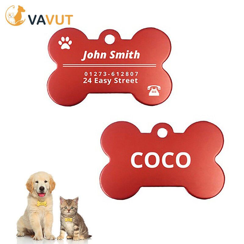 Nome personalizado para animais de estimação, identificação gravada, placa de identificação para cães, gato, cachorro, acessórios para animais, buldogue, buldogue