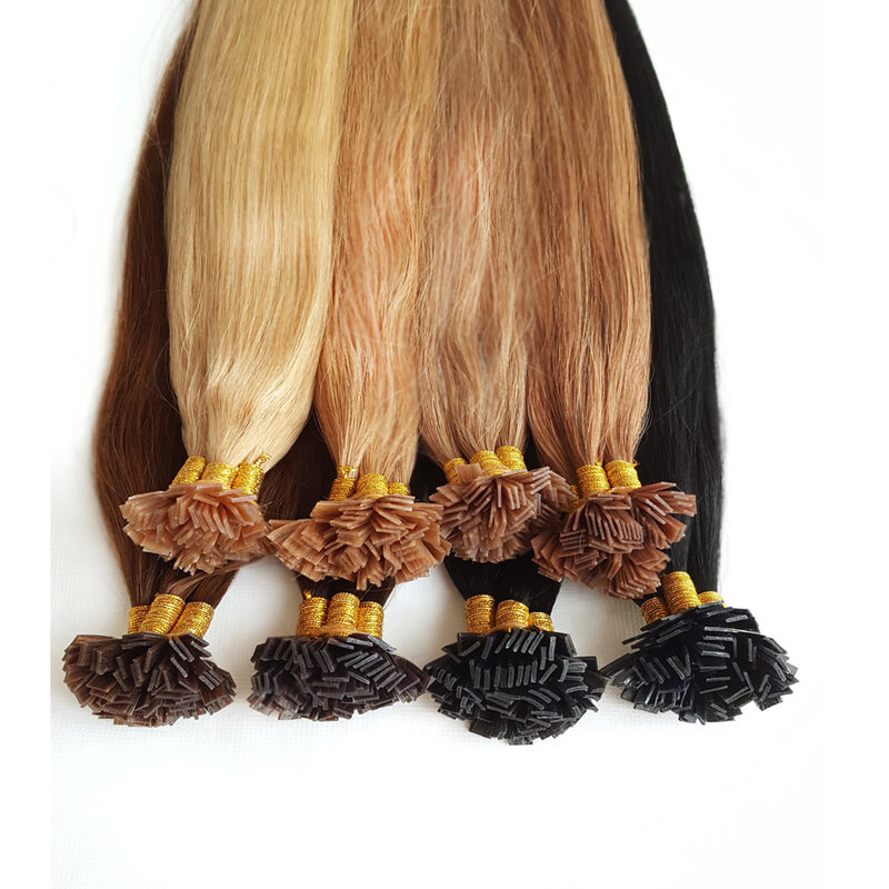 Showcoco-extensiones de cabello de punta plana de doble dibujo, cabello humano Remy, marrón oscuro, prepegado, sedoso y liso, 100g por paquete