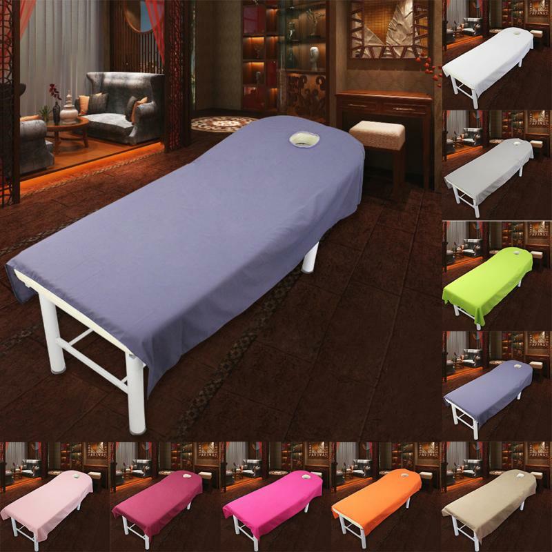 Sábana de belleza para salón de belleza, tratamiento de masaje, sábanas suaves de 9 colores, cubierta de mesa de cama de Spa con agujero