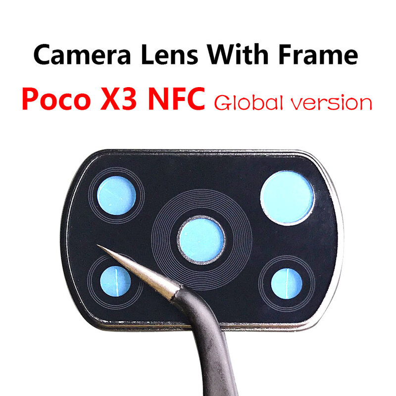 Для задней камеры Poco X3 стеклянный объектив с рамкой для Xiaomi POCO X3 NFC / Poco X3 Pro / Poco X3 / Poco M3 ремонт мобильного телефона