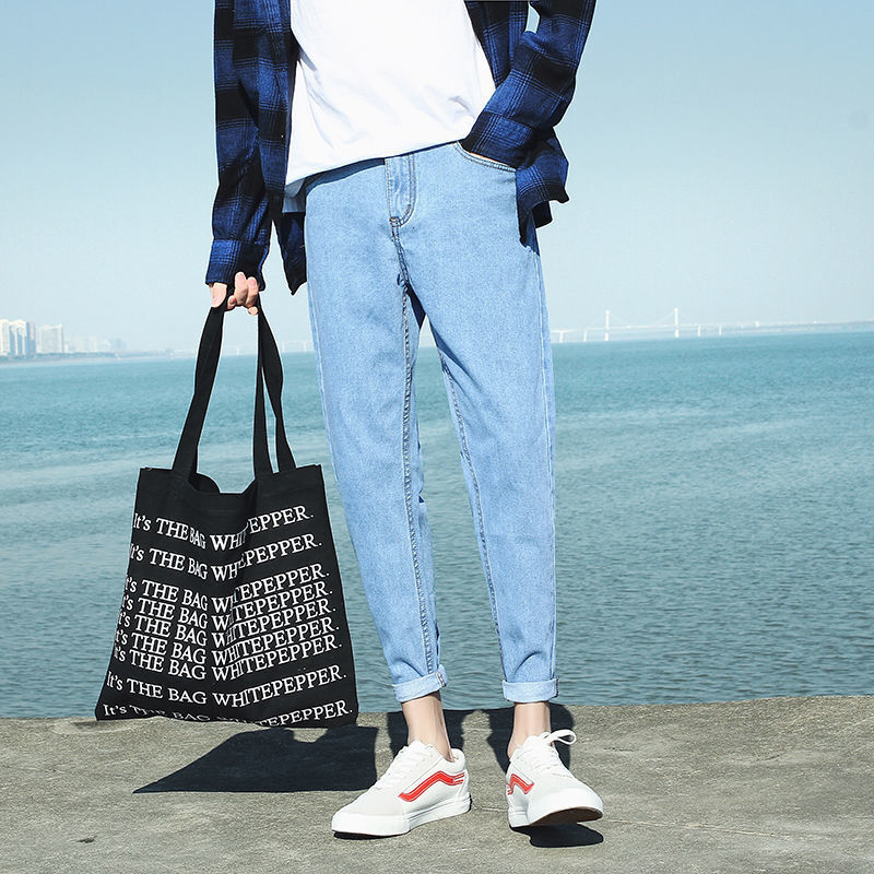 Männer der Jeans Cargo Hosen Lose Gerade Breite Bein Herbst Koreanische Trend Hose Ins Hong Kong Stil Mode Marke Vintage jeans Männer