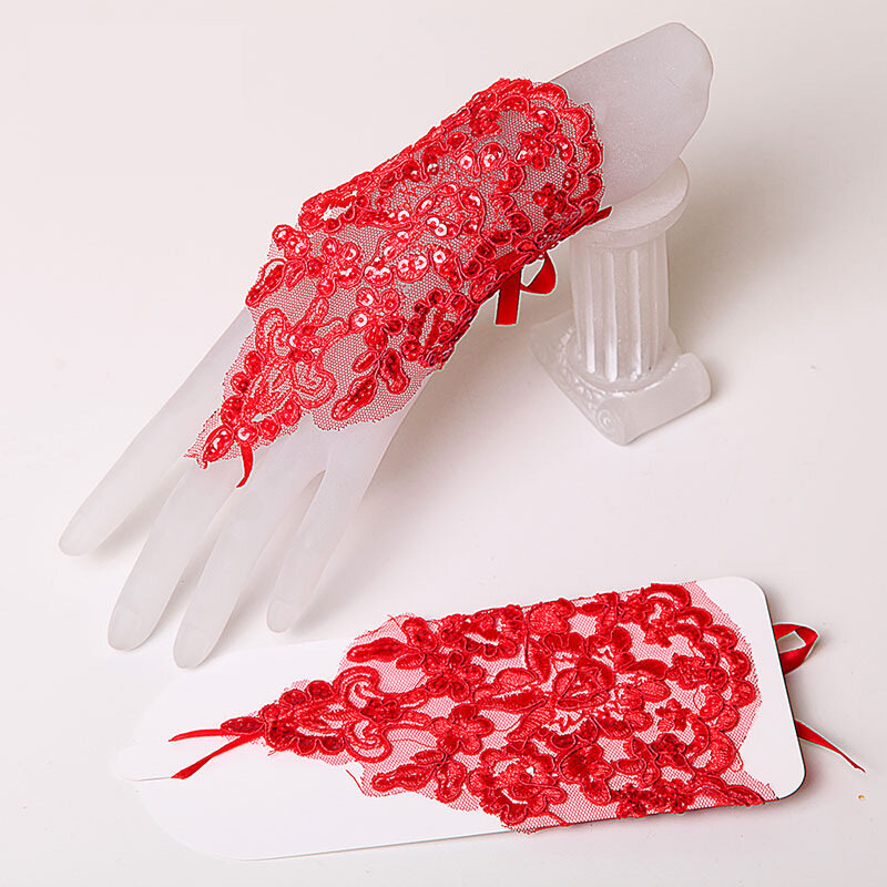 Gants sans doigts en dentelle blanche avec biscuits pour femmes, gants pour patients élégants, courts, accessoires de mariage