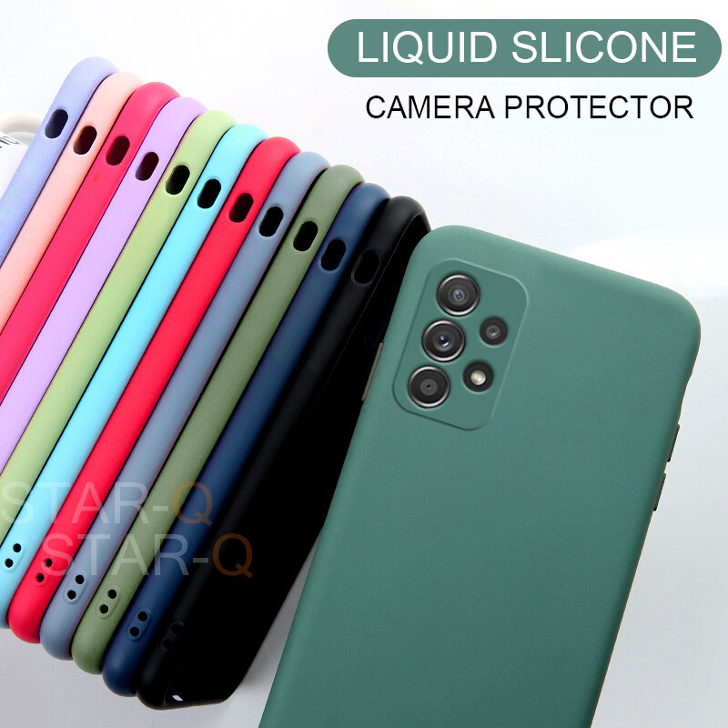 Nieuwe Upgrade Camera Protector Vloeibare Siliconen Telefoon Geval Voor Samsung Galaxy A52 A72 A32 4G 5G A53 Originele back Cover Cases