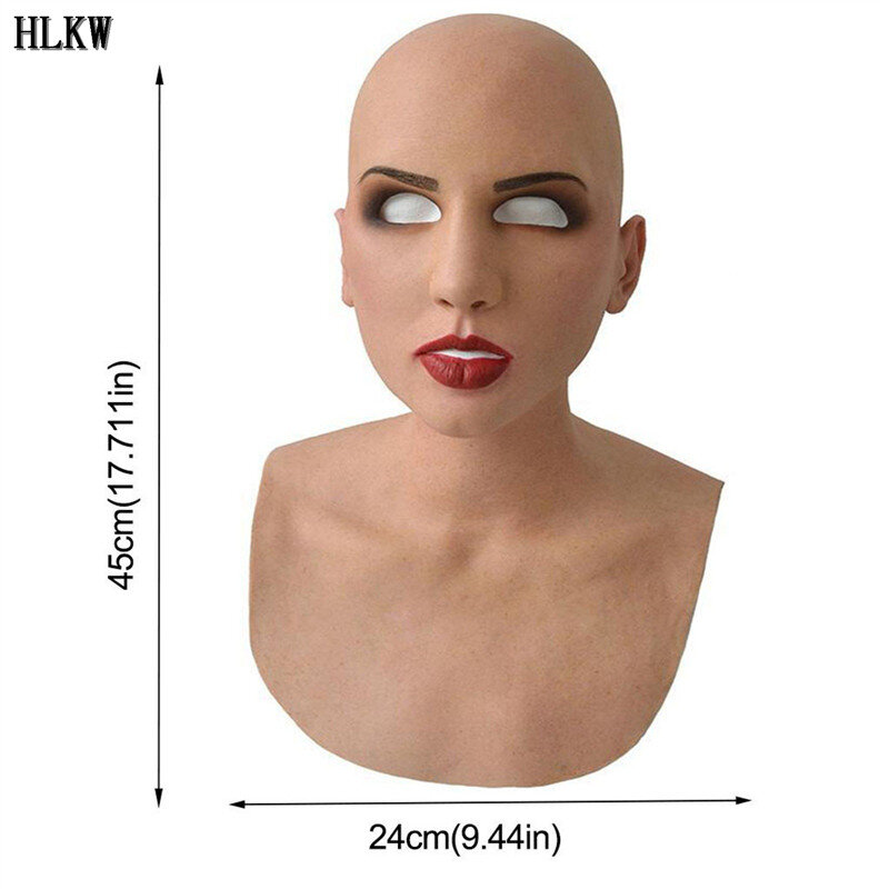 2021New miękki lateks realistyczna kobieca maska przeciwsłoneczna maska Sexy kobiety skóry maski na maskaradę Transgender w pełni pokryte maska do odgrywania ról