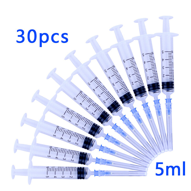 5ml Disposable Plastic Industry Syringe with Needles 5ml sterile Injector, 30pcs