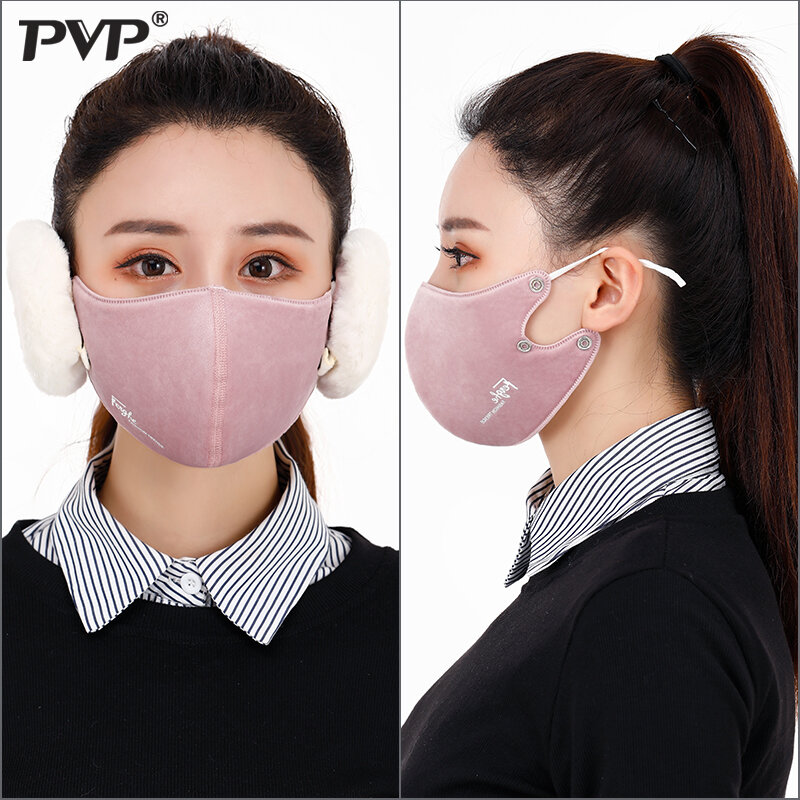 Nueva Máscara de boca alargada respirable cálida para proteger las orejas PM2.5 protección de filtro para ciclismo a prueba de viento antipolvo máscara facial de boca