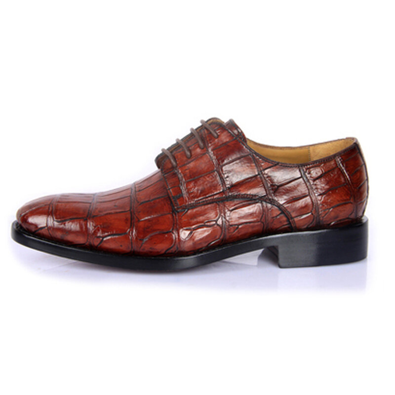 Hulangzhishi-zapatos de piel de cocodrilo para hombre, calzado formal de vestir, manual