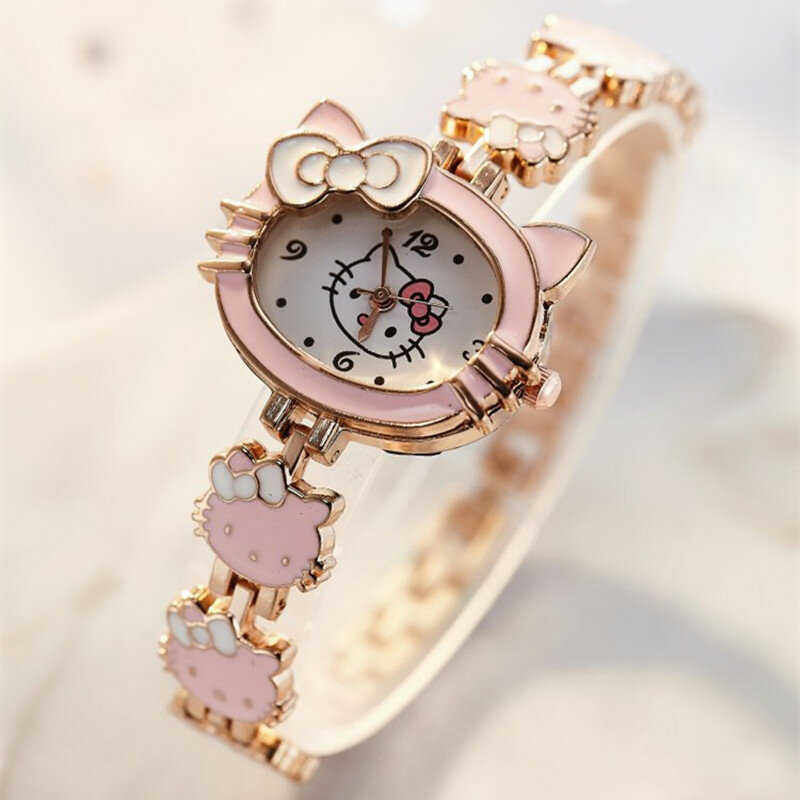 Reloj de cuarzo con dibujos animados para niños y niñas, pulsera bonita KT, regalo de cumpleaños, gran oferta