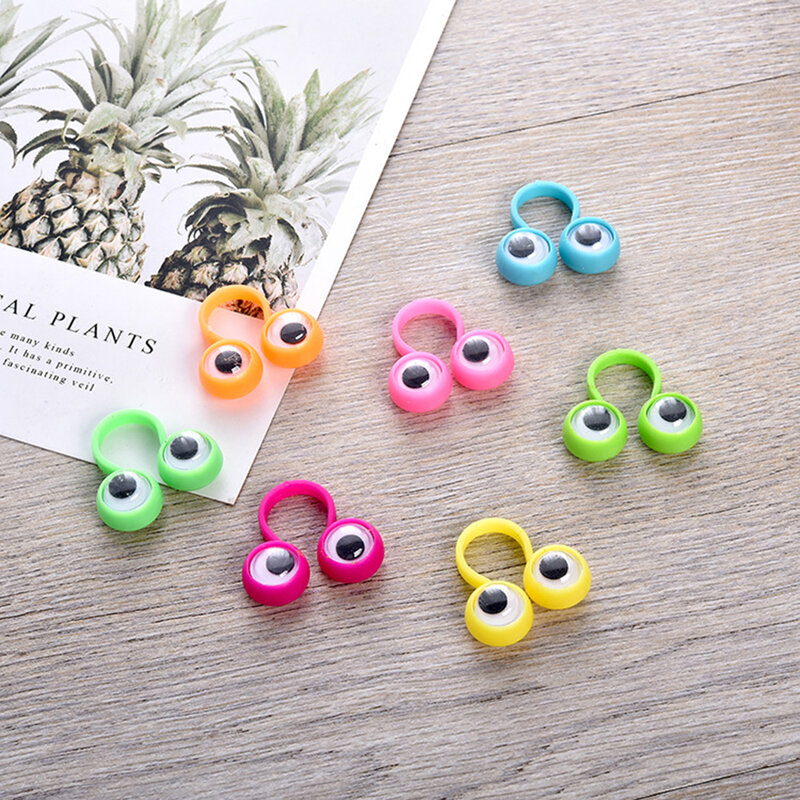 10 Buah Mata Boneka Jari Cincin Plastik dengan Mata Boneka Mainan Nikmat untuk Anak-anak Berbagai Macam Warna Hadiah Mainan Pinata Pengisi