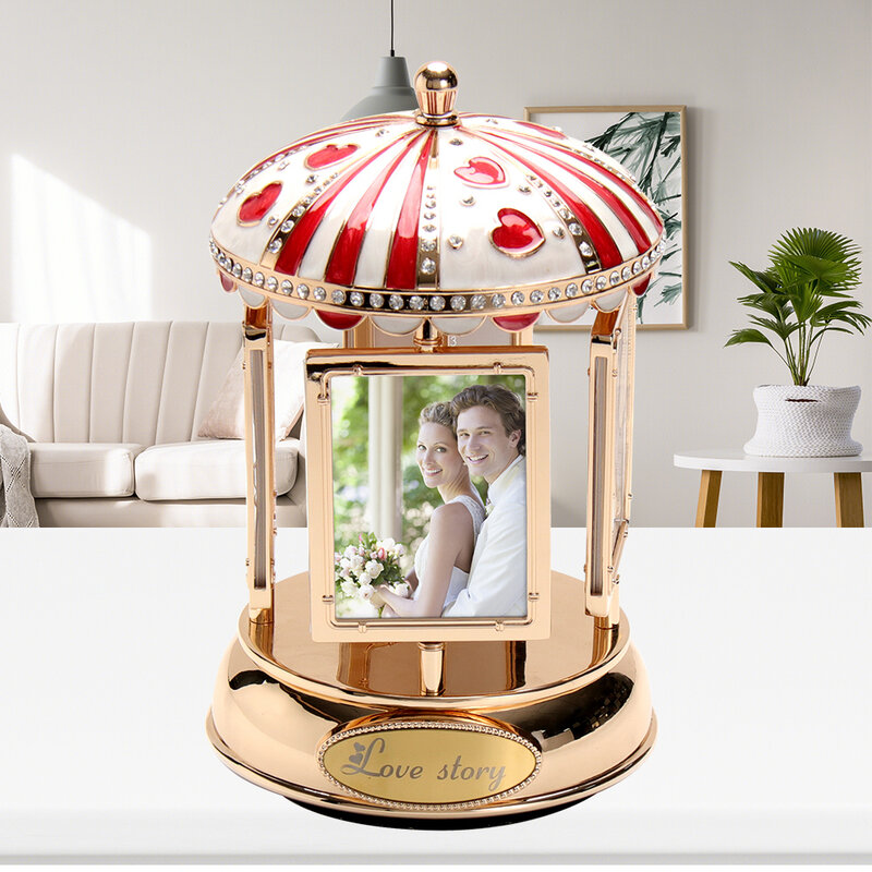 Merry-go-round – cadre photo métallique pour musique de piano, boîte à musique, décoration de bureau, décor de chambre