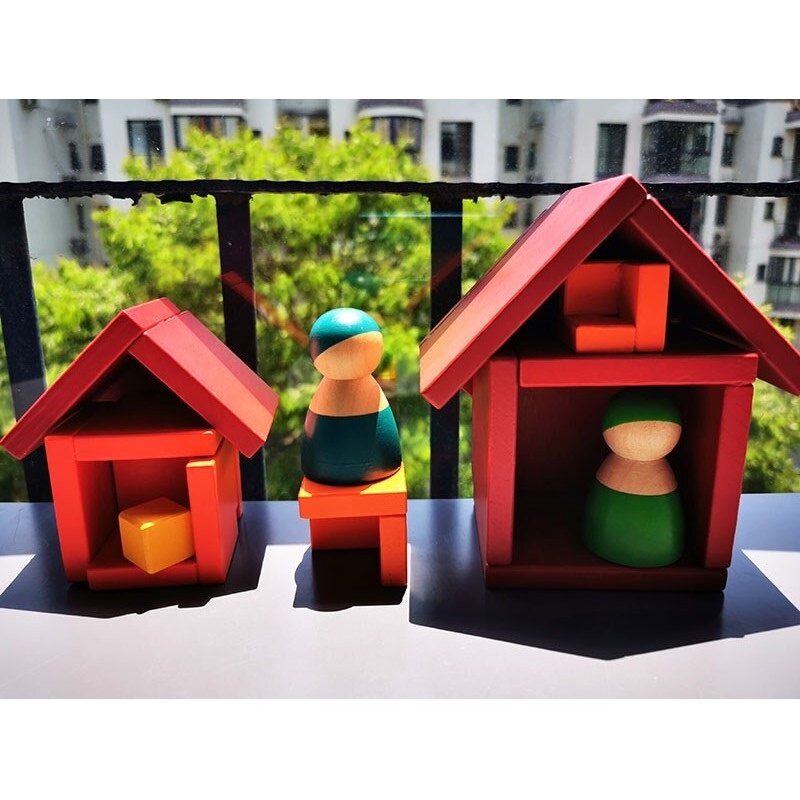 Zabawki drewniane Rainbow układanie bloków sześciennych/dzieci kreatywne drewniane kostki bloki Montessori Toy Gift