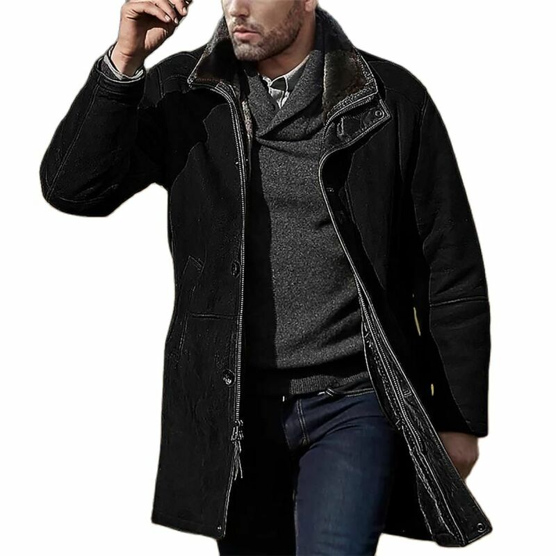 Excelente abrigo para hombre, abrigo llamativo de 3 colores, cortavientos informal, cálido, de un solo pecho