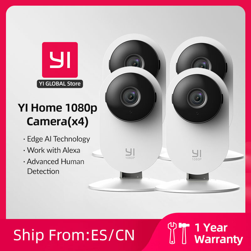 YI – caméra de Surveillance IP Wifi 1080p, dispositif de sécurité domestique intelligent, avec détection de mouvement, 4 pièces