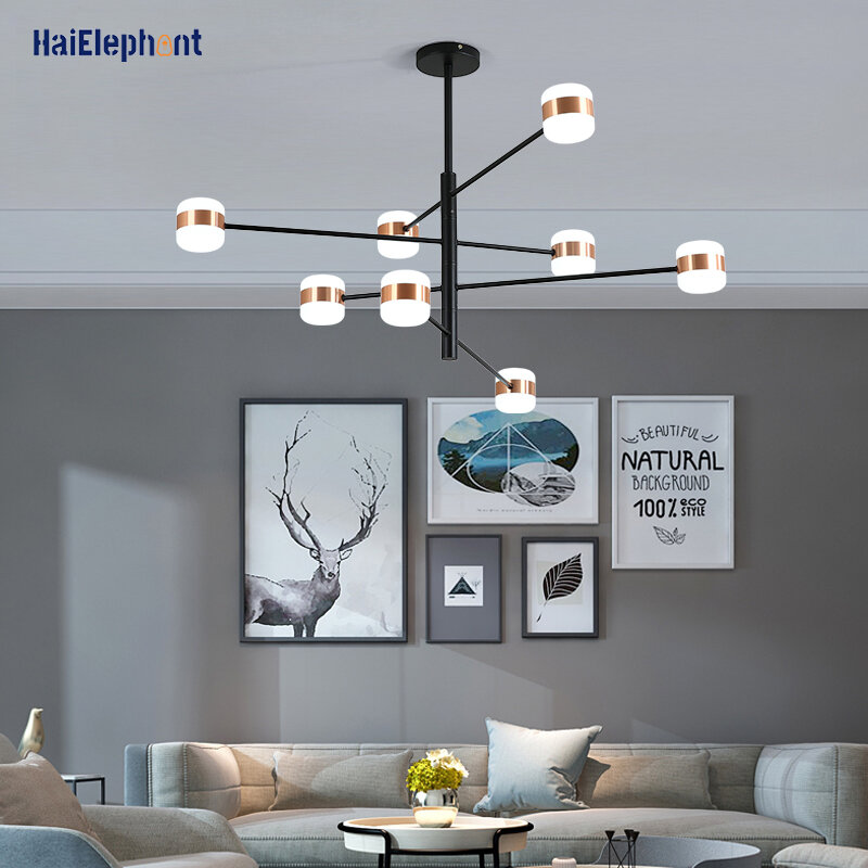 Plafonnier LED avec flèche réglable, design moderne, éclairage d'intérieur, luminaire décoratif de plafond, idéal pour un salon, une salle à manger ou une chambre à coucher, AC90-260V