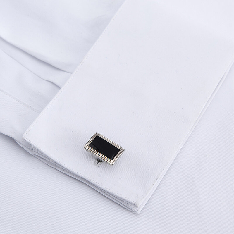 Heren Klassieke Franse Manchetten Effen Overhemd Fly Front Plakkaat Formele Zakelijke Standaard-Fit Lange Mouwen Kantoorwerk Witte Shirts