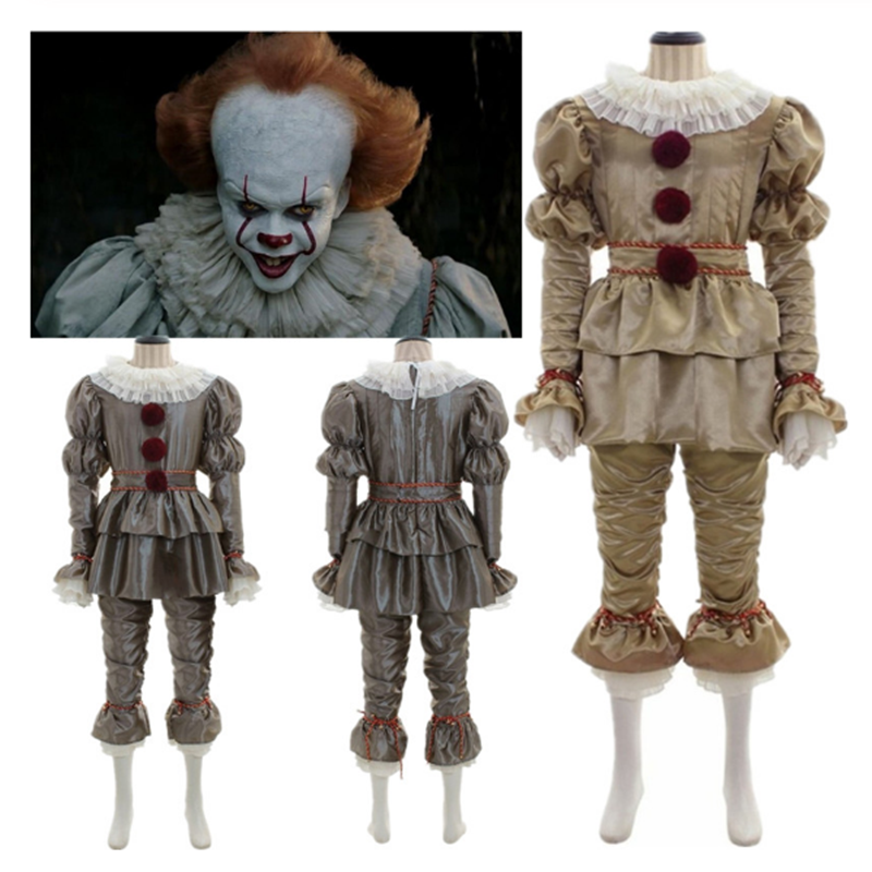 Movie Cosplay Costume Killer Clown Halloween Canival Costumes Gloves Mask Adult Kids