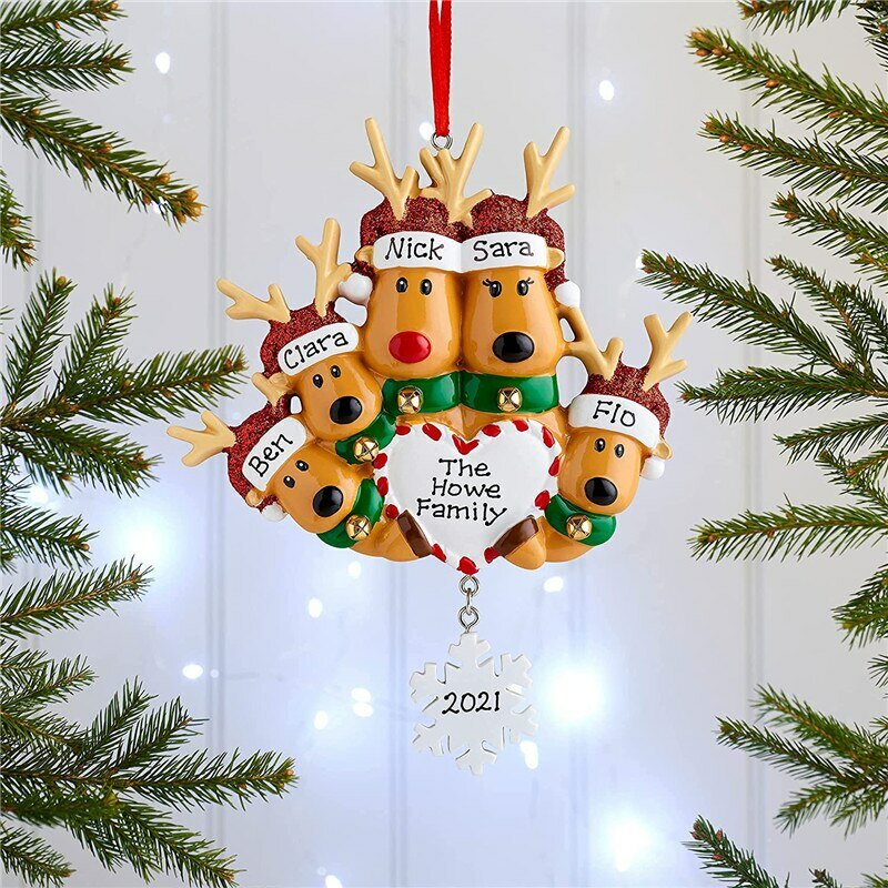 パーソナライズされたトナカイファミリークリスマスペンダントクリスマスツリーハンギングペンダント飾り新年の装飾家庭用2022