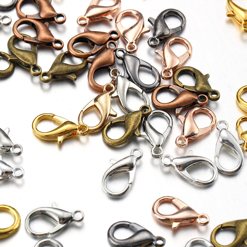 Fermoirs mousquetons 10-18mm, 100 pièces, composants pour la fabrication de bijoux, bricolage, fermoir à homard, Bracelet, collier, crochets, fermeture de chaîne, porte-clés