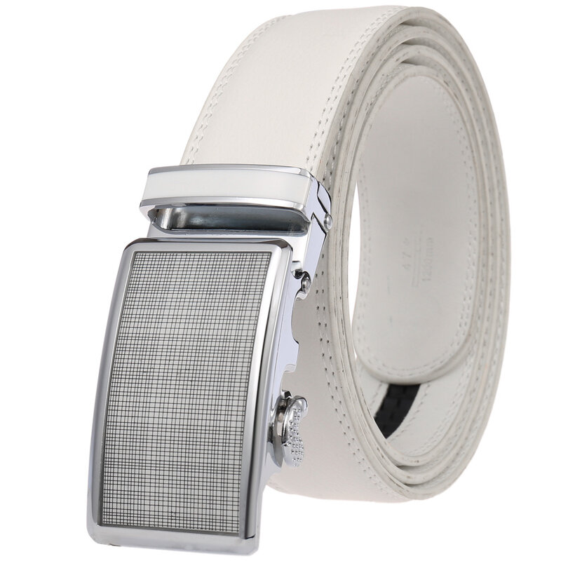CETIRI 130cm 140cm 150cm 160cm Plus Size Long Belt White Men Belt Alloy Automatic Buckle Real Cowhide Leather Belts Luxury Brand