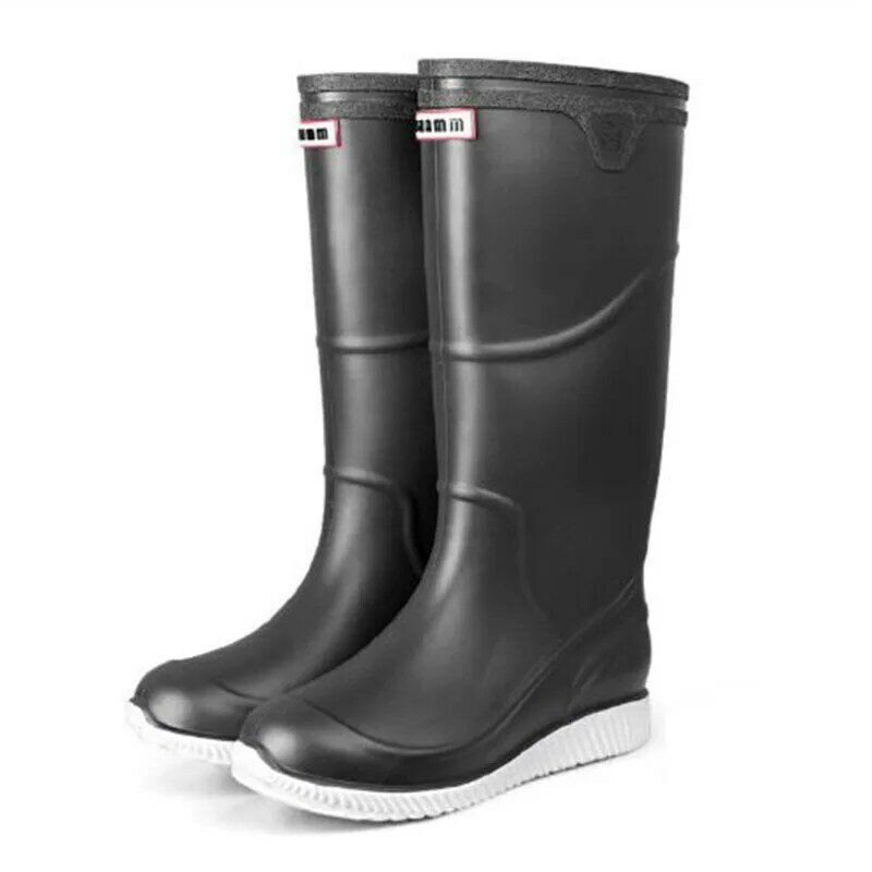 Mens Rain Boots Knee High Boots Waterproof PVC Rubber Antiskid Rainboots Ourdoor Garden Work Raining Day Wear Shoes
