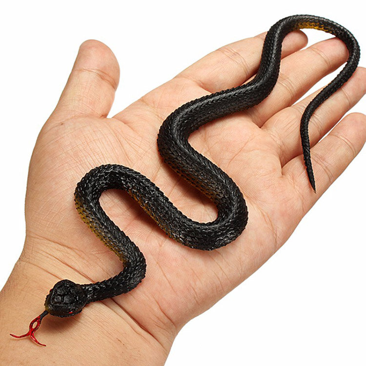 Black and yellow snake simulation snake fake snake small snake soft rubber snake plastic whole scary toy