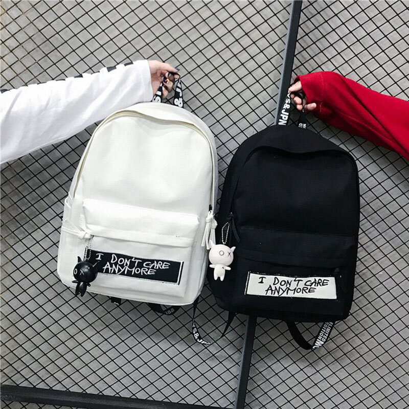 2019 Women Fashion Canvas Backpack Doll Pendant Travel Female Shoulder Bag Harajuku Schoolbag for Teenager Girls Mochila Bagpack