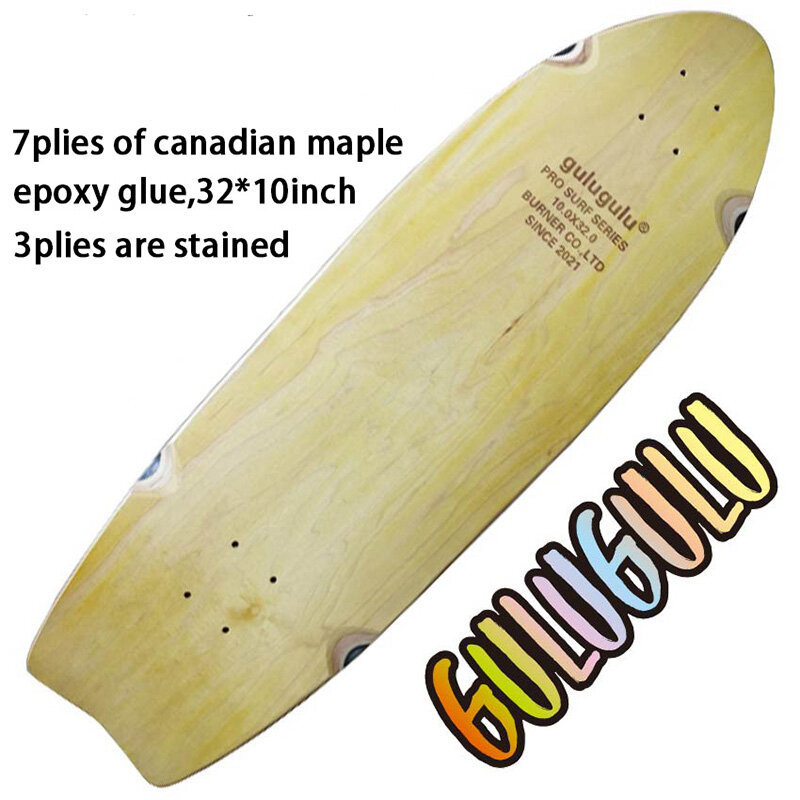 Goede Kwaliteit Land Surf Skate Deck Skateboard Decks Canadese Maple En Epoxy Lijm Bamboe Goed Materiaal